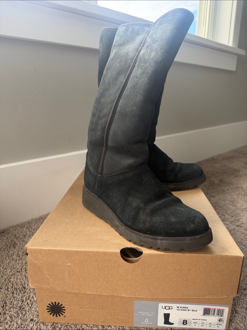 UGG Black Tall Suede Women's Knee Boots